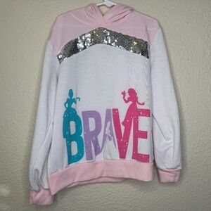 Disneyland  Princess Sweatshirt, White With Pink, Silver Sequins